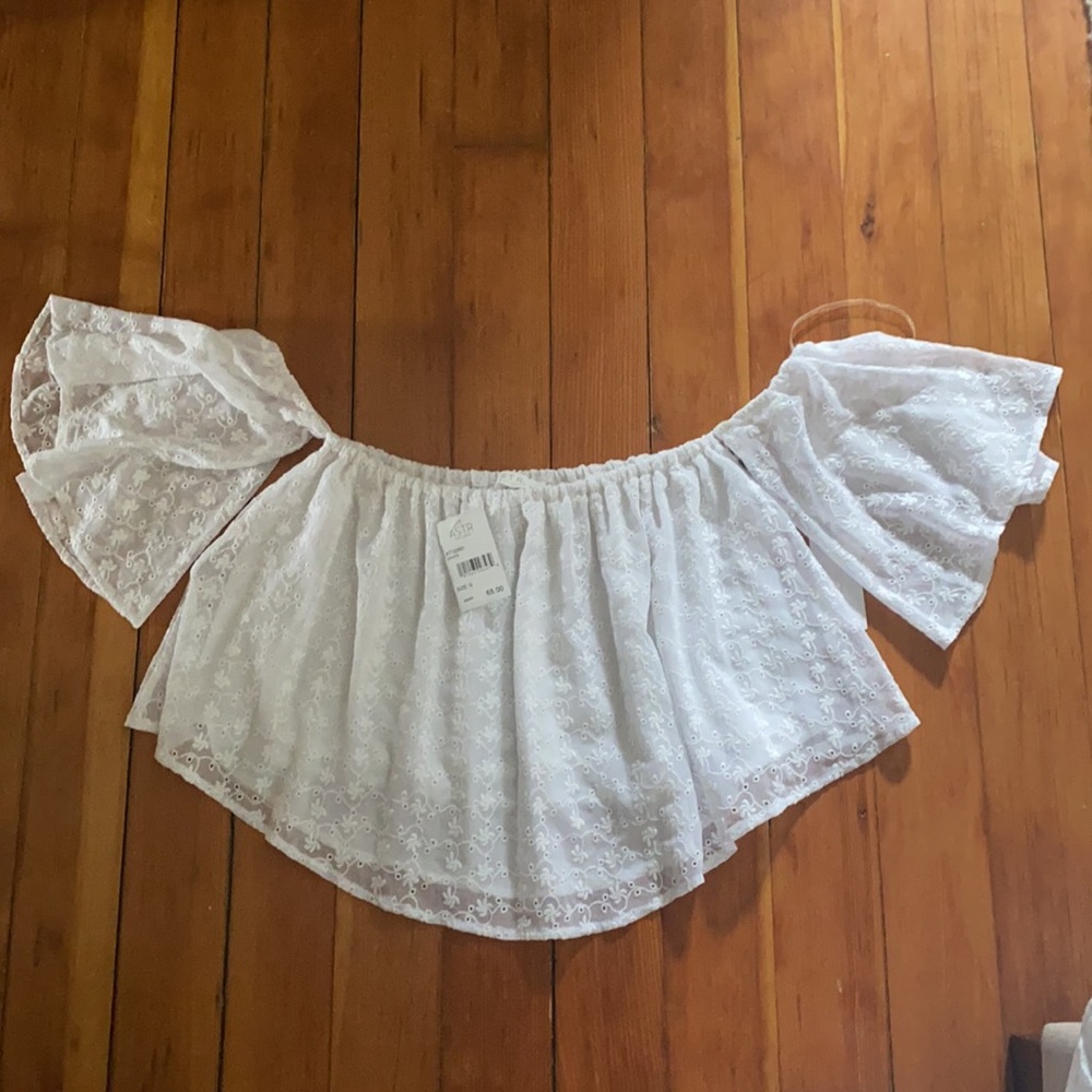 ASTR White Eyelet Crop Top NWT